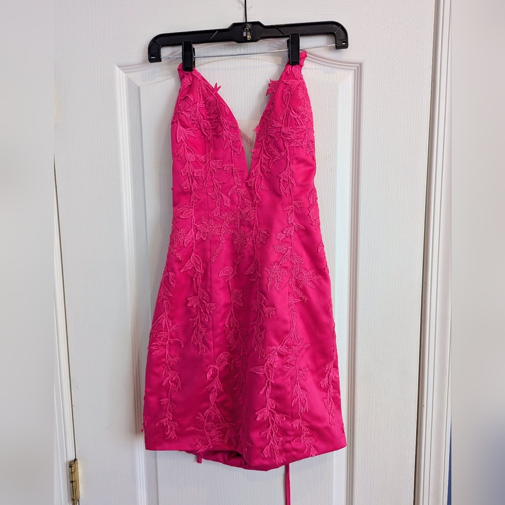 Mido Fuchsia Lace Mini Dress